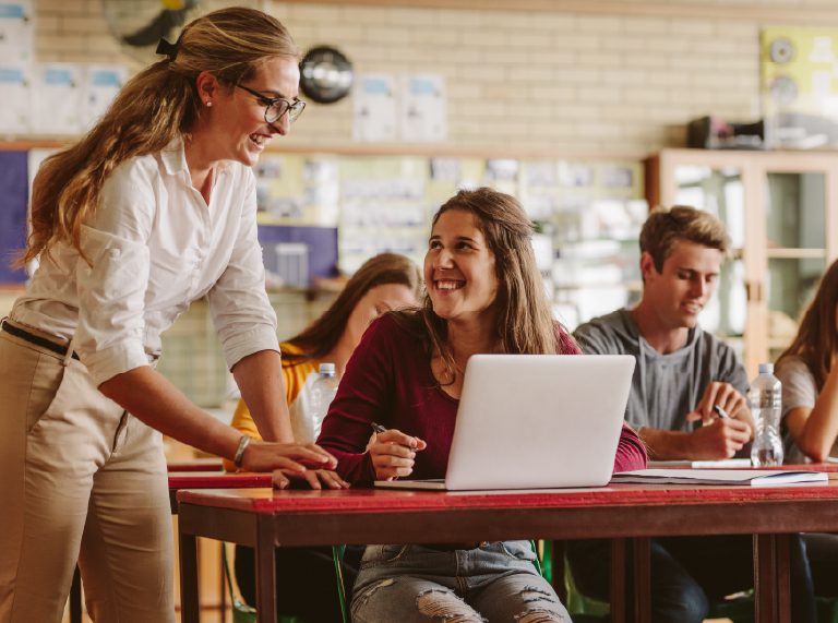 student using edtech literacy tools in class